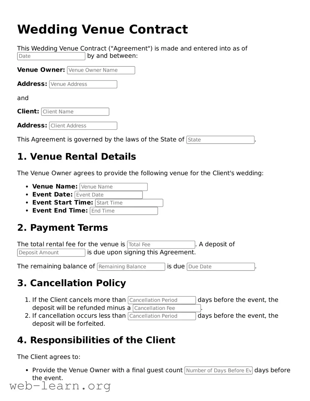 Attorney-Approved Wedding Venue Contract Template