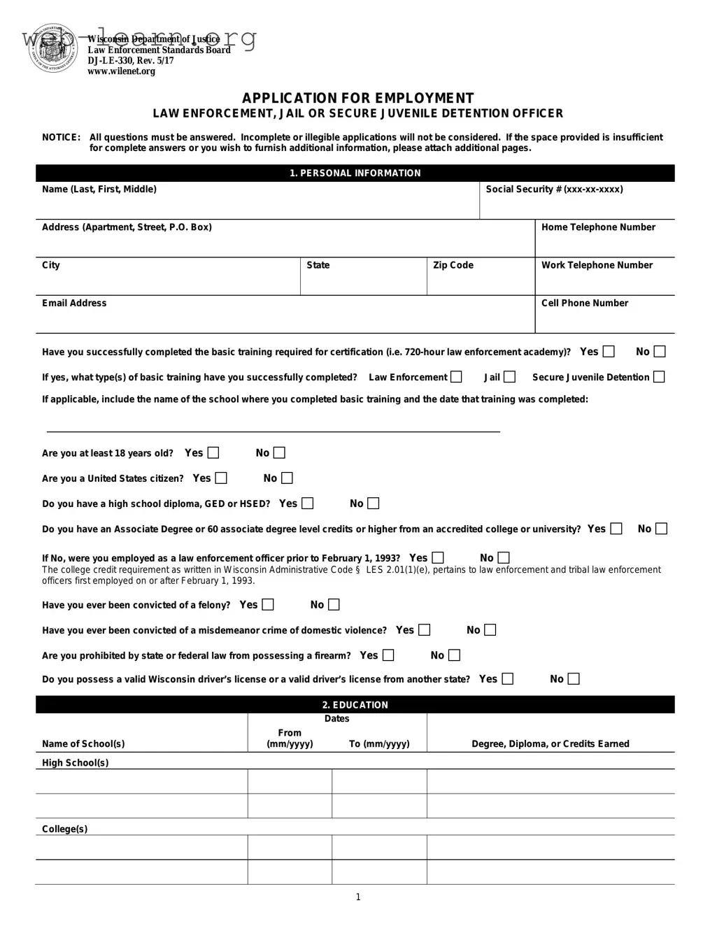 Blank Dj Le 330 Form