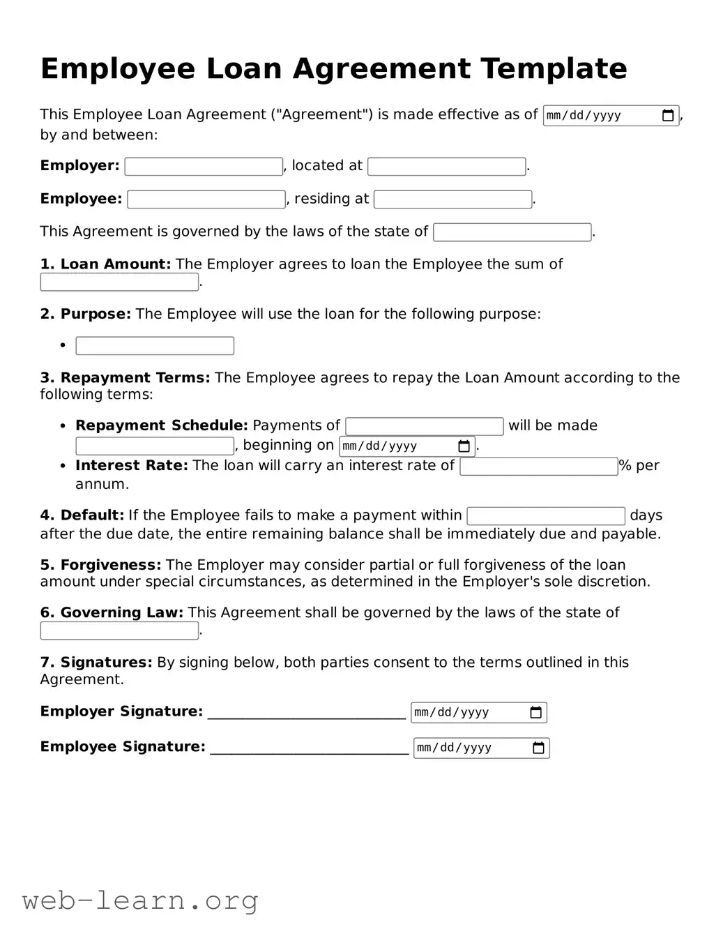 Attorney-Approved Employee Loan Agreement Template